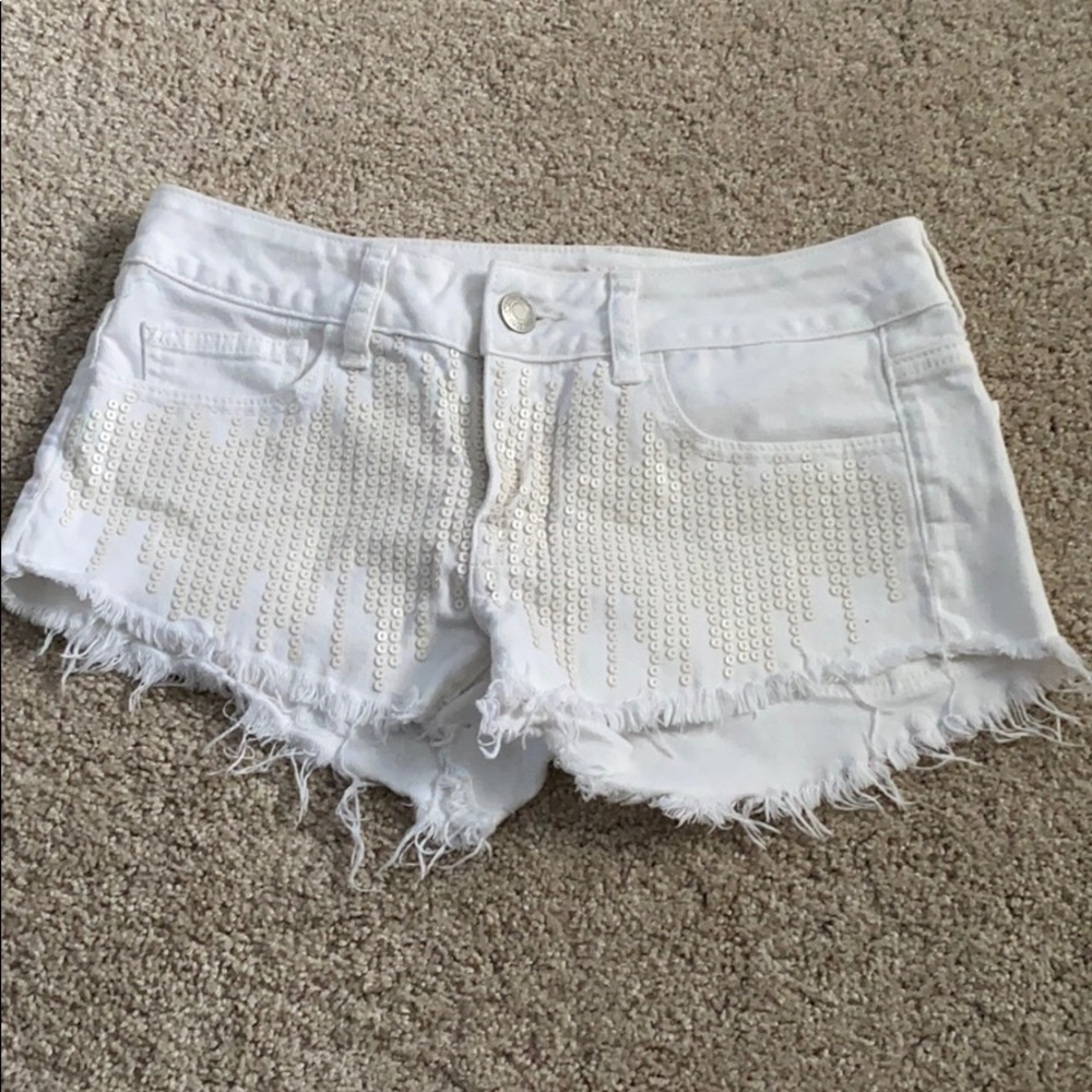 White jean shorts
